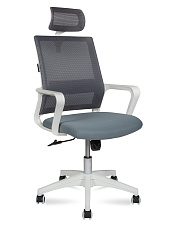 Кресло Бит спинка - сетка, сидение - ткань, цвет серый. Каркас белый пластик.Крестовина белый пластик. Механизм Топ-ган. Нагрузка до 90 кг.