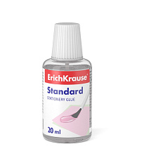 Клей жидкий с кисточкой "ErichKrause Standard" 20гр, подходит для склеивания бумаги, картона, фотографий, декоративных и поделочных работ