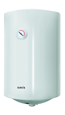Водонагреватель накопительный, электрический OASIS ECO VL-50, объём 50л., настенное крепление, механическое управление мощность 1500Вт. Минимальная температура нагрева 30 °C, максимальная температура, 75 °С. Размер: 38,5x72,6x38,5 см.
