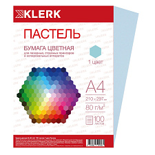 Бумага KLERK формат А-4, плотность 80 г/м2, 100 листов, цвет голубой пастель