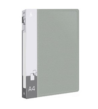 Папка на 2 кольца 40 мм  пластиковая "Бюрократ" с внутренним и торцевым карманом, цвет серый