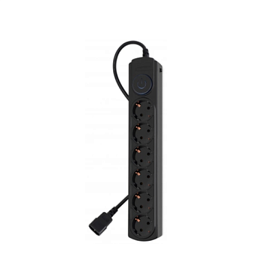 Сетевой фильтр  Ippon BK-6-UPS-1.8-10-B,  6 розеток, мощность 2200Вт, входная вилка: IEC 320. 1.8м, номинальный ток 10А, с заземлением, защита от перегрузок, цвет чёрный