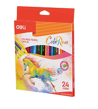 Карандаши цветные акварельные 24 цвета " Deli ColoRun EC00320" дерево, трехгранные, в картонной коробке