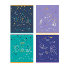 Тетрадь 48 листов А5 в клетку на скобе BG "Magical shine" обложка мелованный картон, матовая ламинация, внутренний блок: офсет 65 г/м2, ассорти 4 дизайна