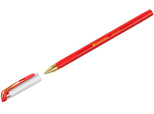 Ручка шариковая Berlingo "xGold", красный стержень, 0,7 мм, грип, игольчатый стержень, корпус красный
