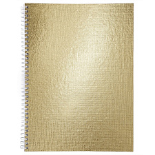 Тетрадь 96 листов А4 в клетку на спирали , обложка бумвинил METALLIC, Цвет Золото. Хатбер