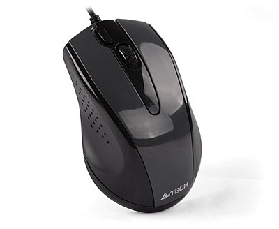 Мышь проводная A4Tech V-Track Padless N-500FS оптическая (1000dpi) USB, 4 кнопки, размер 67x37x104мм, длина провода 1,5м, цвет черный