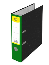 Папка-регистратор Мрамор 75мм, цвет черный, зеленый корешок