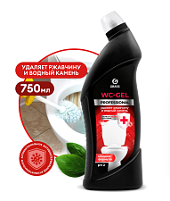 Чистящее средство для сантехники   Grass "WC-GEL Professional"  750 мл гель с отбеливающим эффектом. Удаляет известковый налет, ржавчину и солевые отложения. Не содержит хлор.