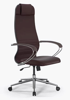 Кресло ErgoLife Set 17. Обивка - перфорированная экокожа, цвет коричневый. Хромированная крестовина. Механизм Топ-ган. Нагрузка до 150 кг.