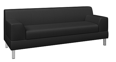 Диван Флагман 3-местный экокожа черный Ecotex 3001 (1 категория). Размер (ШхГхВ): 2020х770х735мм. ЗАКАЗНАЯ ПОЗИЦИЯ  