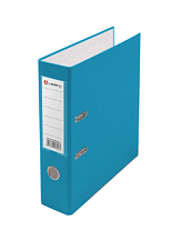 Папка - регистратор металлический кант, корешок 75мм, покрытие PVC цвет голубой, карман со сменной этикеткой