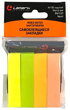 Флажки-закладки бумажные "Lamark", размер 50 х 12мм, 100л х 4 неоновых цветов, 400 листов	