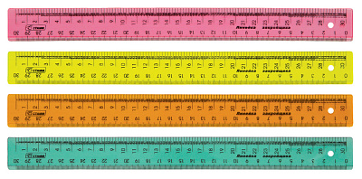 Линейка 30 см закройщика прозрачная флуоресцентная, ассорти 4 цвета, ЛН720