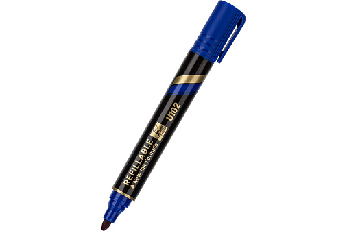 Маркер перманентный пулевидный  "Deli EU10230 Mate"ширина линии 2,5 мм, цвет синий