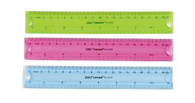 Линейка 20 см пластиковая гибкая Deli Е6208 цвет ассорти, двухсторонняя  шкала делений