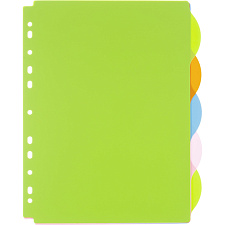 Разделитель листов пластиковый А4 "Selection", 5листов, цветной, полукруглые края
