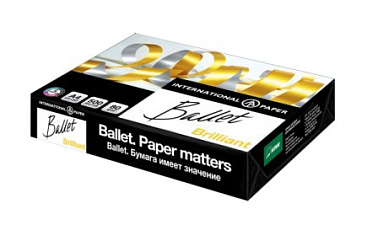 Бумага Ballet Brilliant А-4 80 г/м2, белизна 168% CIE, яркость 112% ISO, толщина 113мкм, класс "А+", 500 листов