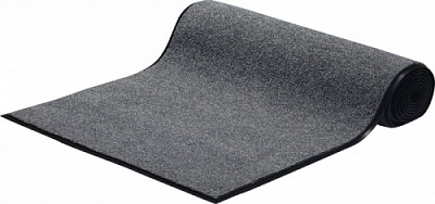 Коврик грязезащитный VORTEX ширина 90см влаговпитывающий ворсовый ребристый с бордюром, материал подложки ПВХ/резина, цвет серый/Рулон 15м/Цена за метр
