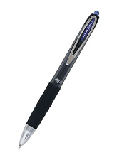 Ручка гелевая автоматическая UNI Signo UMN-207, синий стержень, 0,7 мм, черный корпус, резиновая манжетка