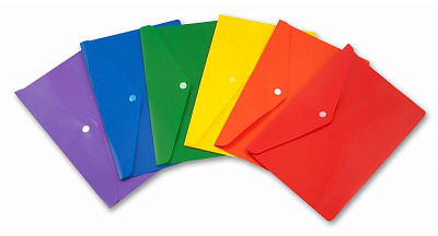 Папка на кнопке пластиковая, А4, плотность180 мкр, цвет ассорти непрозрачный