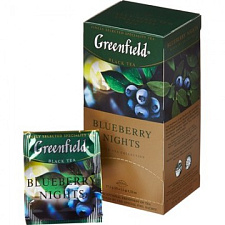 Чай "Greenfield "Blueberry nights" черный с ароматом черники 25 пакетиков с ярлычком по 1,5г в саше