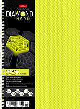 Тетрадь 96 листов А4 в клетку на спирали "DIAMOND NEON", обложка пластик, цв. разделителя с линейкой, ассорти