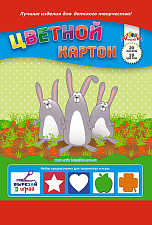 Цветной Картон "Апплика" формат А-4, 20 листов 10 цветов, немелованный, односторонний, на спирали, ассорти