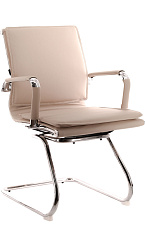 Кресло Everprof Nerey CF. Обивка - бежевая экокожа. Хромированные полозья. Нагрузка до 120 кг.