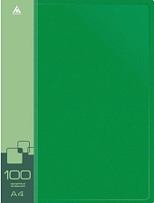 Папка 100 файлов, размер 310х230х64мм, толщина 800 мкр, с торцевым карманом, цвет зеленый