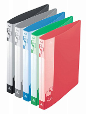Папка пластиковая на 4 кольца "Бюрократ" корешок 40 мм, карман внутренний и торцевой с бумажной вставкой, толщина пластика 800 мк, цвет ассорти
