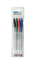 Ручка шариковая "OfficeSpace" в наборе 4 цвета, 0,7 мм, прозрачный корпус