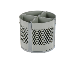 Подставка для канцелярских мелочей Квартет, пластиоваяк, вращающаяся, цвет серый