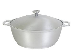 Сковорода традиционная d=30 см KUKMARA с309, алюминий, без покрытия, крышка металл, цвет серый