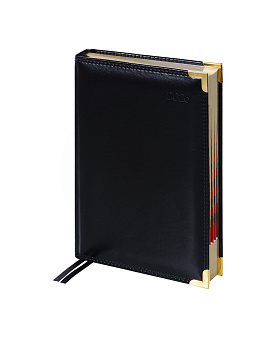 Ежедневник А5 датированный 2026 "Delucci" 184 листов в линию, искусственная кожа, размер 150*215 мм, ляссе, золотой срез, цвет черный