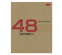 Тетрадь 48 листов А5 в линию на скобе Хатбер "КРАФТ" обложка крафт. картон,  с полями