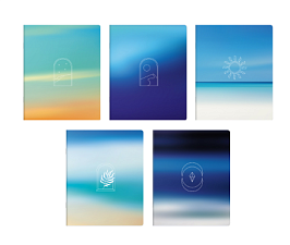 Тетрадь 96 листов А5 в клетку на скобе BG "Небо" обложка картон, 5 дизайнов