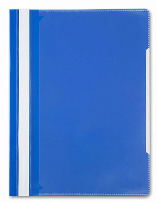 Скоросшиватель пластиковый с обложкой-файлом для информации, цвет синий