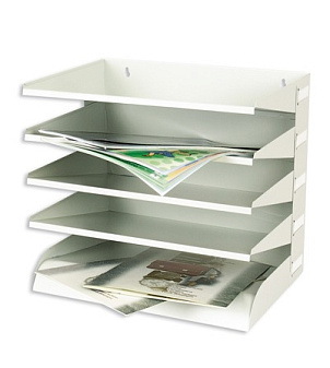 Буклетница  металлическая "ATLANTA SET" на 5 горизонтальных отделений,  цвет серый, 