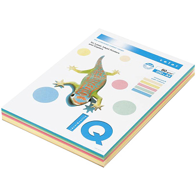 Бумага IQ COLOR А-4 80 г/м2, 250 листов (5 пастельных цветов - 20, 23, 25, 28, 30 по 50 листов)