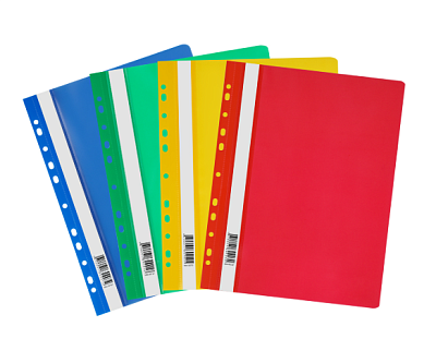 Скоросшиватель пластиковый верхний лист прозрачный с дополнительной перфорацией, цвет Ассорти