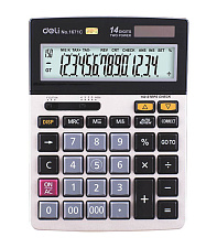 Калькулятор Deli 14 разряд. Core E1671C 185х135х38мм бухгалтерский, настольный, серебристый