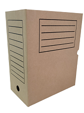 Архивная папка-бокс, ширина корешка 150 мм, размеры 320х255х150 мм, вырубная застежка, гофрокартон, цвет коричневый