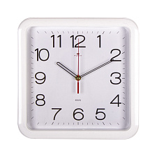 Часы настенные квадратные Рубин Классика, 290х290х40 мм, пластик, плавный ход, цвет белый
