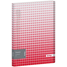 Папка на 4 кольца корешок 24мм Berlingo "Squares" пластик, плотность 600 мкм, внутренний карман, цвет белый/красный