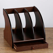 Вертикальный накопитель, 3 отдела+ящик, размеры 260х260х240мм, цвет коричневый