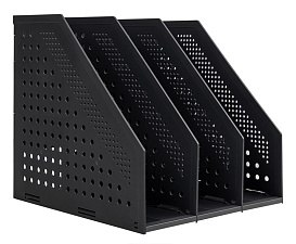 Вертикальный накопитель 3 отдела Deli 78995DK складной, пластиковый, размеры 250х256х243мм, цвет тёмно-серый