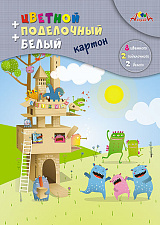 Набор цветной картон 12 листов 8 цветов + 2л белого картона + 2л поделочного,  А-4 в ассортименте "Апплика"