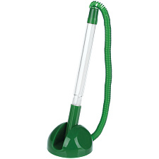 Ручка шариковая  "Reception" на подставке синий стержень, 0,7 мм, зеленый корпус на липучке с пружиной