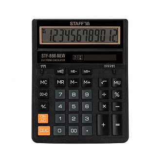 Калькулятор STAFF STF-888, 12 разряд. 202x158x25мм, бухгалтерский, настольный, черный
